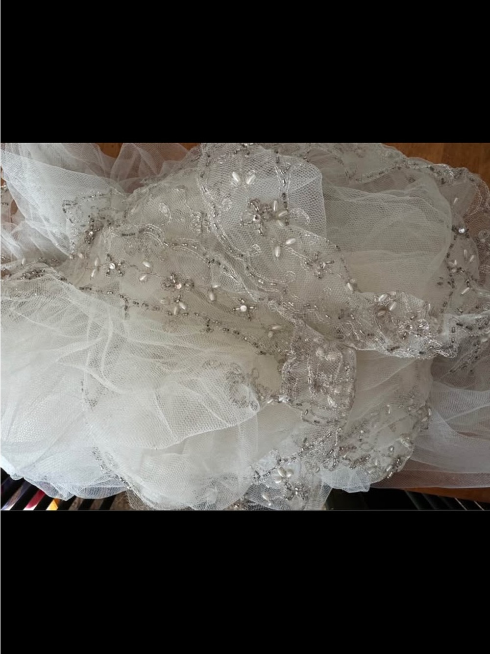 Cathedral Beaded White Bridal Veil